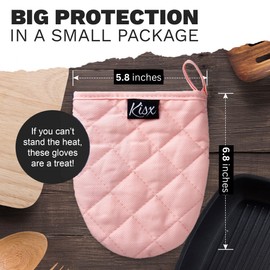Pink Silicone Oven Mitts & Pot Holders Set - Heat Resistant, Mini Kitchen Gloves for Cooking