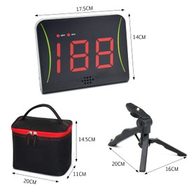 DRM Swing Shoot Pitch Speed Radar with Red Digital Display and Voice Out, Hands Free, Free Standing, Portable Sports Speed Training Aid, Golf Gift