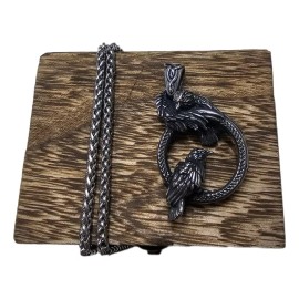 Jextech Collar Mitologia Nordica Odin Vikingos Cuervos Caja Madera