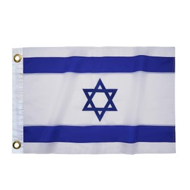 Homissor Israel Flag Embroidered Israeli National Flags 12x18 Inch Sewn Stripes Heavy Duty Outdoor with Brass Grommets