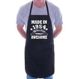 Print4U 70th Birthday Made In 1954 BBQ Cooking Funny Novelty Apron Black