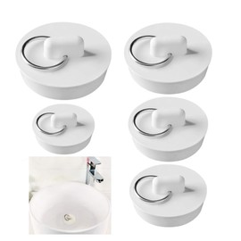 Ycnpeatt 5-Pack Universal Rubber Drain Stoppers with Hanging Ring – 1", 1-3/8", 1-1/2", 1-5/8", 1-7/8 Inch Sizes, Leak-Proof Bath & Kitchen Sink Plugs for Tubs, Basins, Laundry Sinks