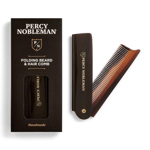 Acetate Folding Beard & Hair Comb by Percy Nobleman, Ideal for use on Beards & Hair.