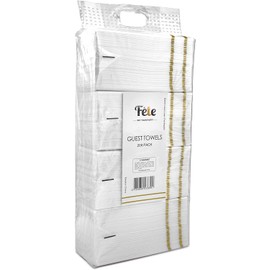 FETE Decorative Hand Towels, Gold Design 200 Disposable Linen-Feel Guest Towels – Formal Dinner, Anniversary, Wedding Napkins for Tables, and Restrooms - 8.5x4-Inches Folded 12x16.5-inches Unfolded,