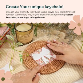 YOPPIX 20 Set Sublimation Bow Blanks, Sublimation Acrylic Bow Blanks Keychain for Heat Transfer Keychain Luggage Tag Baggage Handbag Travel Suitcase Tags, Home Gift Crafts Supplies