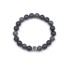 Kartini Studio Men's Mixed Stone Bracelet with Onyx, Larvikite Stone and Quality Bead Jewelry