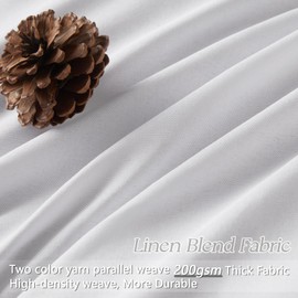 Yuanice Linen White Boho Shower Curtain 72x72 Waterproof Bathroom Curtain,Adjustable Height Bath Curtain with Weighte Hem,Natural Cloth Fabric Washable Shower Curtains for Home and Hotel.