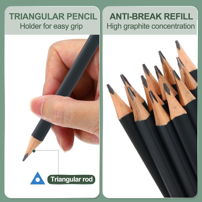 M&G Wooden Hexagonal Pencils, 24 Pcs 2B Pencils Graphite Round