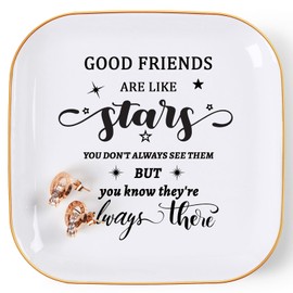 COZITED Friend Gifts for Women Trinket Dish Jewelry Tray - Good Friends Are Like Star...They're Always There, Unique Friendship Gifts for Women Best Friends Birthday Christmas Valentine Mother's Day