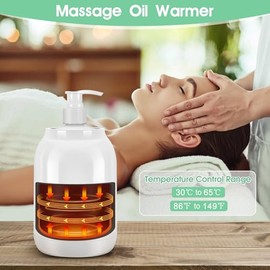 Gugxiom Calentador de Aceite de Masaje, Pantalla LED, Calentador de Loción de una Sola Botella, Calentador de Mesa de Masaje con Control de Temperatura con 2 Botellas de Aceite,