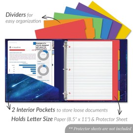 Cute 3 Ring Binder 1 Inch - Decorative Three Ring Binder Organizer for Letter-Size Paper, 1 Inch Binder with Dividers & Stickers, Durable Hardcover Binder for School, Office, Home (Meteor)