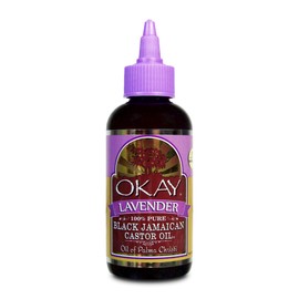 Okay Pure Naturals Black Jamaican Castor Oil - Castor Oil for Hair Growth, Moisture for Skin, Face, Scalp, Eyelashes, Eyebrows - Hair Oil for Men & Women - Lavender, 4 Oz