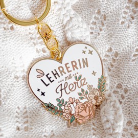 Manahia Keyring – Teacher with Heart – Gift Pendant – Best Teacher, Leaving Gift Teacher – Thank You Gift School – Graduation Gift Teacher, gold