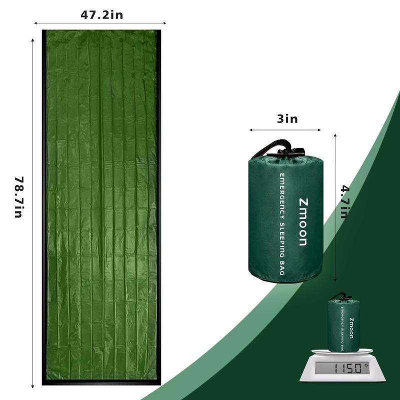 Zmoon Emergency Sleeping Bag Survival Bag, Portable Waterproof Thermal Bivy