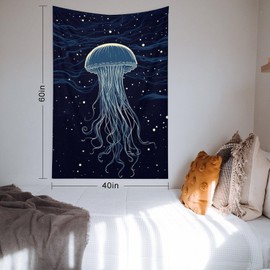 Buyidec Jellyfish Floating Tapestry Wall Hanging Art Deco Tapestries for Bedroom Living Room Dorm 30"x40"