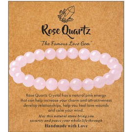 XIANNVXI Rose Quartz Bracelets for Women Pink Bracelet Healing Crystal Bracelets for Women 8 mm Natural Stone Beaded Bracelets Black Gemstones Stretch Bracelet Jewelry Gifts for Women