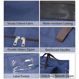 iwill CREATE PRO Pack of 2 100L Large Size Bedroom Wardrobe Clothes Bedding Storage Bags with Carry Handles, Water resistant, Organizer Bags for RV Travel, Moving House Bags, Blue