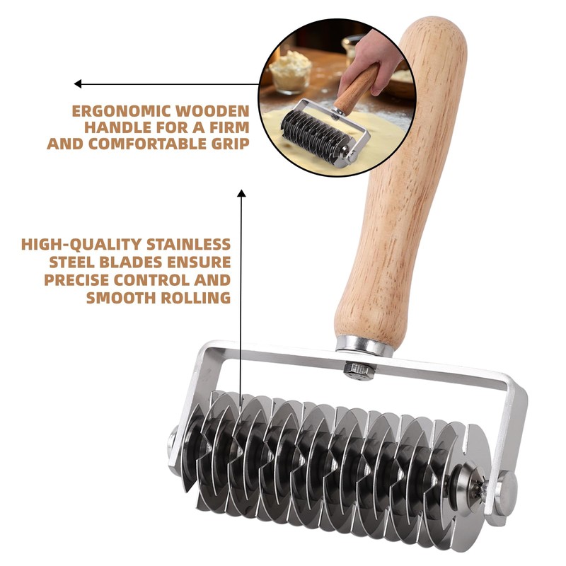 JuyVerq Pastry Lattice Roller Cutter, Stainless Steel Lattice Dough Cutter