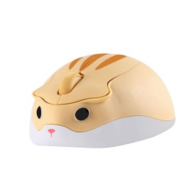 Tynerza Cute Animal Hamster Shape Wireless Silent Mouse Portable Travel Mute 1200DPI Novelty Optical Wireless Quiet Mice for Computer Laptop PC Gift (Yellow)