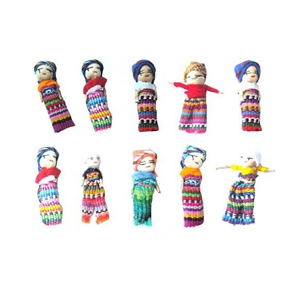 Woru Sorgenpüppchen, 10 Stück einzeln, ca. 6 cm Gross, Sorgenpuppe,