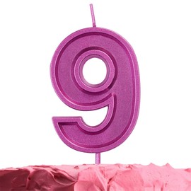 GET FRESH Number 9 Birthday Candle – Purple Number Nine Candle on Stick – Elegant Number Candles for Birthday Wedding Anniversary – Perfect Girl's 9th Birthday Cake Candle – Purple 9 Candle