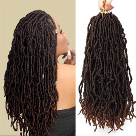 Xtrend 7 Packs 18 Inch Soft New Faux Locs Ombre Crochet Braids Hair Synthetic Soft Dreads Locs Braiding Hair Fashion Goddess Faux Locs Curly Wavy Hair Extensions 18strands/pack 1B/30#