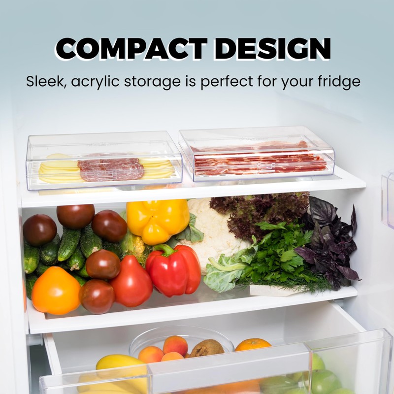 GlossyEnd Bacon Keeper Storage Container with Tong, Deli Meat Storage