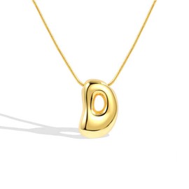 Bubble Letter Necklace,Bubble Initial Necklaces for Women,A-Z English Letter Pendant Necklaces Jewellery for Ladies Daughter Sister (Gold-D)