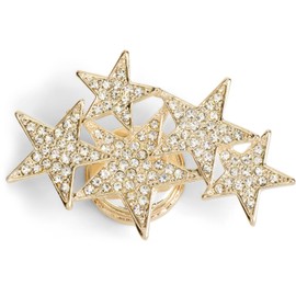 styleBREAKER 05050061 Magnetic Jewellery Pendant with Staggered Rhinestone Studded Stars for Scarves, Scarves or Ponchos, Brooches, gold