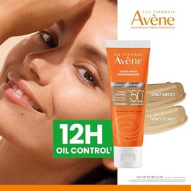 Avne Fluido Solar Facial FPS 50 con Color Tono Medio 40 g, Despigmentante con Oil Control y Accin Antimanchas, Piel Mixta a Grasa                     