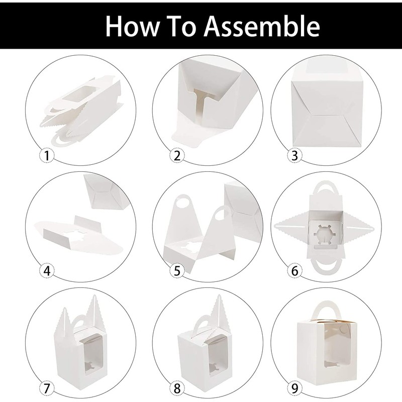 Selecto Bake 6 Pcs Paper Cupcakes Boxes, Portable Single Individual