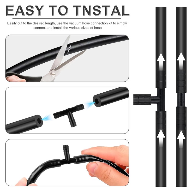 Multipurpose Vacuum Line Kit, 5Ft 6PCS Vacuum Hose Automotive+113PCS Vacuum