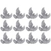 Silver Glitter Dove Bird Christmas Tree Baubles Decorations - Set