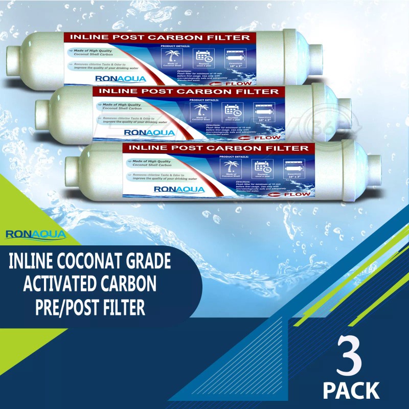 Ronaqua Inline Coconut Grade Activated Carbon Pre/Post Filter Set of