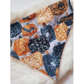 Swirly Spooky Pumpkins Over the Collar Dog Bandana That Slips onto Their Existing Collar Size XXL
