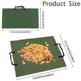 Leaf Bag for Collecting Leaves Reusable Garden Yard Waterproof 2 IN 1 Waste Bags Leaf Tarp Trash Canvas Heavy Duty Storage Lawn Container Collapsible with Handle (Bag-1)
