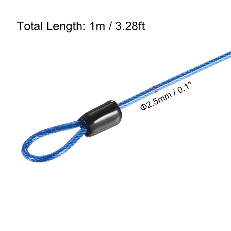 PATIKIL Security Steel Cable 2.5mm x 1m Coated Luggage Lock