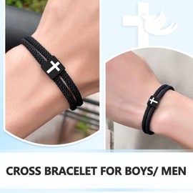 UNGENT THEM Cross Bracelet for Men Faith Jesus Easter Baptism Religious Christian Graduation Gifts for Adults Teens Teenager 8 12 13 15 14 16 Christmas