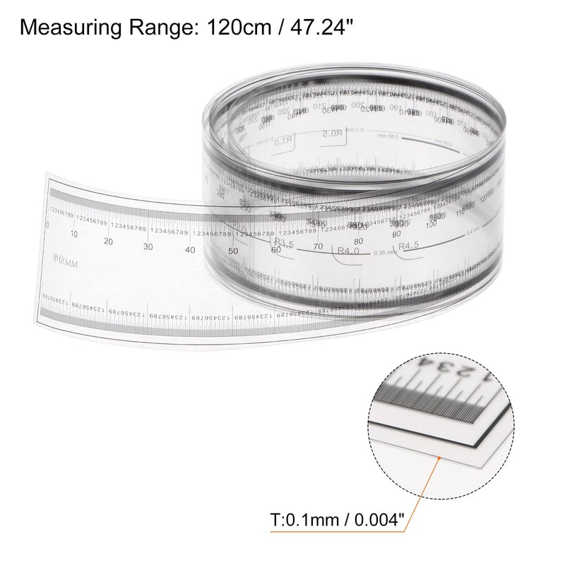 sourcing map Film Flexible Ruler 120cm 0.1mm Scale with R