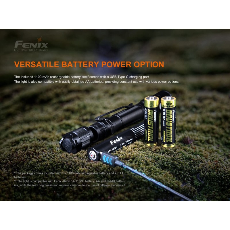 Fenix LD22 V2 800 Lumen Slim LED Tactical Flashlight, Rechargeable