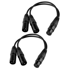 S SIENOC Microphone Cable 3 Pin XLR to Dual 2 XLR (Silver Female to Male) (Black Female to Male)