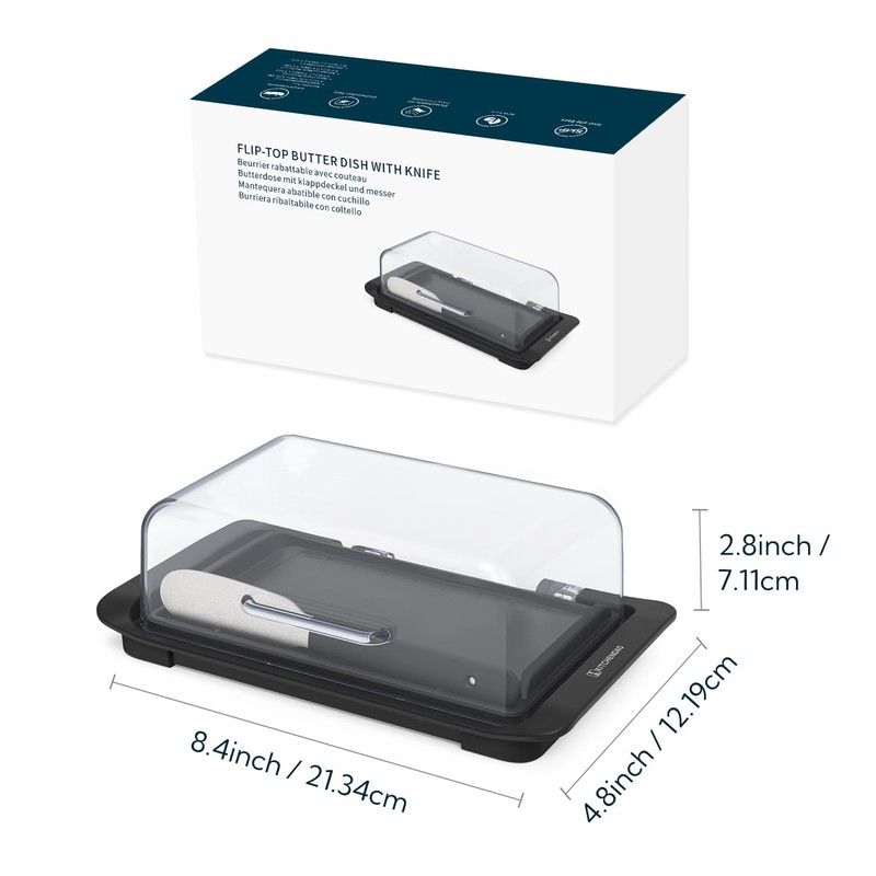 KITCHENDAO Airtight Flip-Top Butter Dish with Lid and Knife Spreader