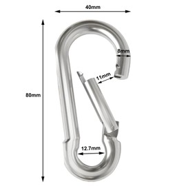 4 Pack SUS304 Carabiner, 8 cm Heavy Duty Carabiner, Durable, Rustproof Clips for Hammocks, Swing, Fitness Equipment, Camping, Dog Leads, Fishing, Hiking, Travel