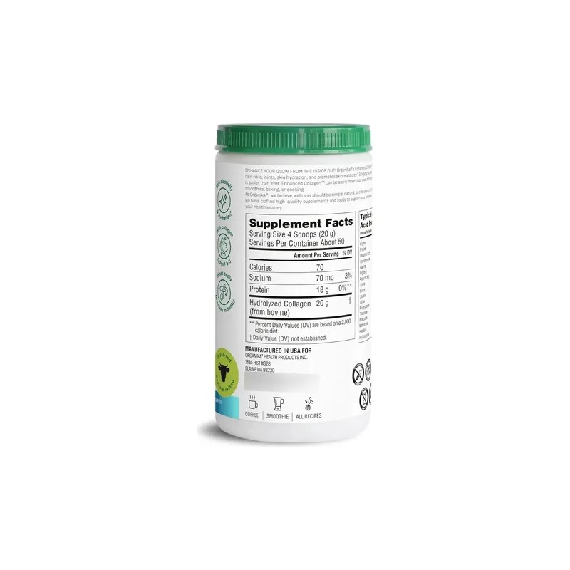 Organika Colágeno Hidrolizado Péptidos 1kg Sin Sabor
