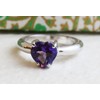 Amethyst Gemstone Heart Sterling Silver Ring US Size 9 /
