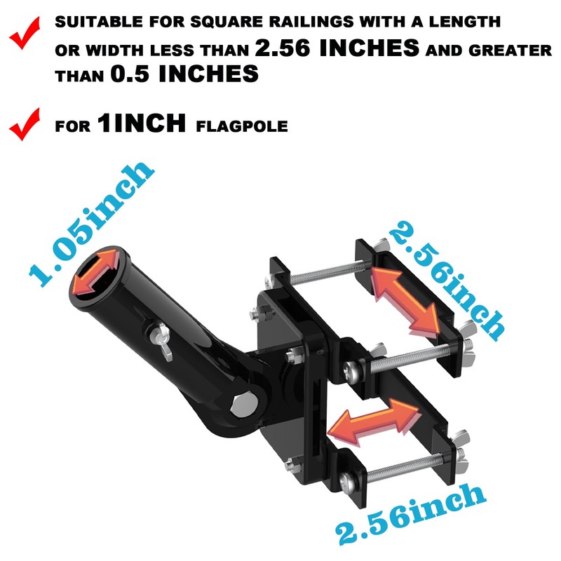 No Drilling Flag Pole holder for Railing, Flag Pole Mount