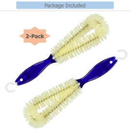 EIKS 2 Pack Bottle Brushes with Nylon Fibre Bristle for Cleaning Glasswares Pot Mug Bottle Flask Kitchen Bathroom, Each Measured 9.4" Long