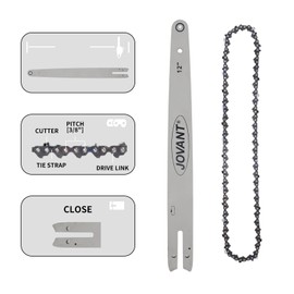 JOVANT 12 Inch Chainsaw with Replacement Chain Bar,12 Inch Replacement Chain for Portable Chainsaw, only include 2PCS 12'' Chains and 1PCS 12'' Chainsaw Bar