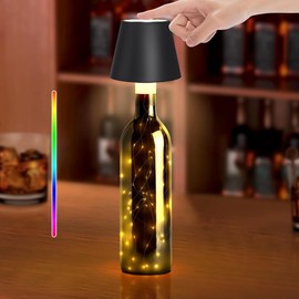 uuffoo Wired Bottle Lamp, Wine Bottle Lamp Liquor Bottle Table Lamp Rechargeable 8 Color Stepless Dimming Touch LED Lamp for Home,Bar,Camping,Travel