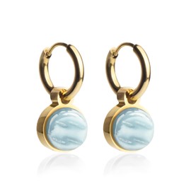 Kleine Goldcreolen mit Anhänger • 18k vergoldete Edelstahl Ohrringe mit Charm in himmelblau zum Wechseln • nickelfrei & wasserfest • MIX AND MATCH • Ø 12 mm